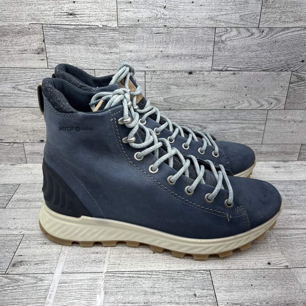 Ecco Exostrike Hydromax Blue Yak Leather‎ Hiking Boots Women Size 7 - Picture 3 of 10
